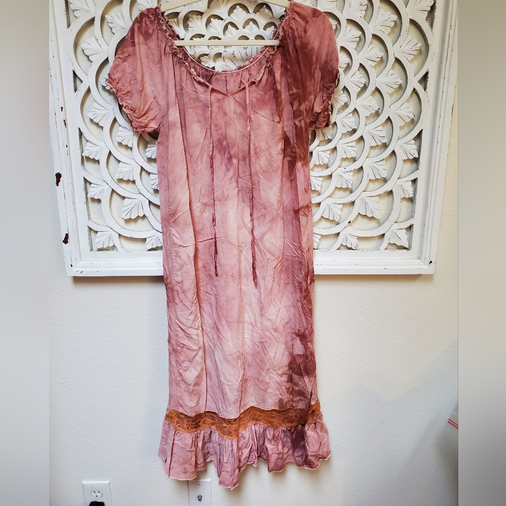 Prairiecore Upcycled Chocolate Brown Overdye Slip Dress Size Small Latuza